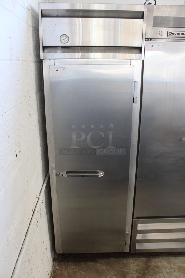 Continental Model 1F Stainless Steel Commercial Single Door Reach In Freezer w/ Poly Coated Racks on Commercial Casters. 115 Volts, 1 Phase. 26x36x82.5. Tested and Working!