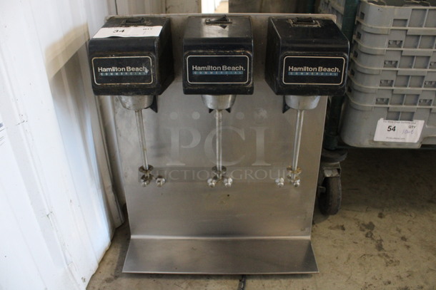 Hamilton Beach Stainless Steel Commercial Countertop 3 Head Milkshake Drink Mixer. 16x8x20. Tested and Working!