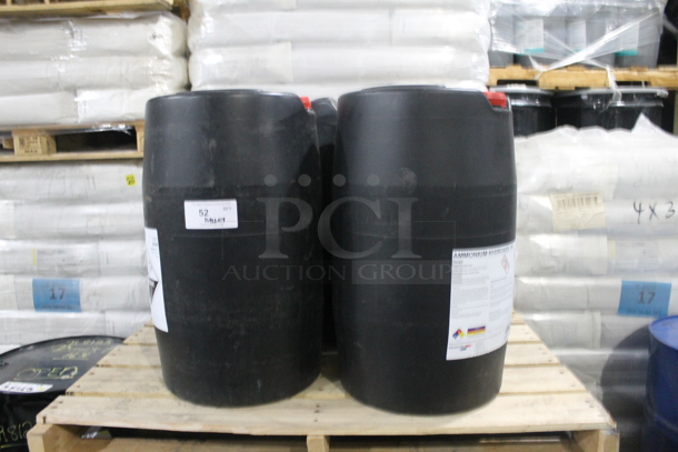 ALL ONE MONEY! PALLET LOT of 4 Ammonium Hydroxide Barrels. BUYER MUST REMOVE. - Image 1 of 6