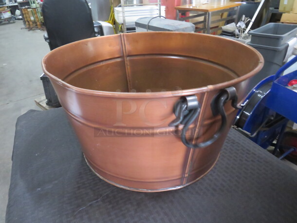 One 15 Inch Round Copper Bucket With Handles. - Image 2 of 3