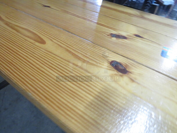 One Wooden Table Top On A Bar Height Black Industrial Base. 72X34X42 - Image 4 of 4