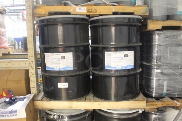 ALL ONE MONEY! PALLET LOT OF 4 Black Barrels of ProGuard Liquid Rubber. BUYER MUST REMOVE.  - Image 1 of 4