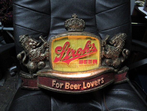 One VINTAGE Rare STROHS Beer Light. Working. - Image 2 of 2