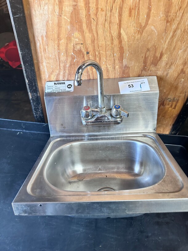 Clean! Krowne HS-2 Wall Mount Commercial Hand Sink w/ 12 1/2L x 9 3/4W x 5 7/8D Bowl, Low Lead MSF  - Image 1 of 5