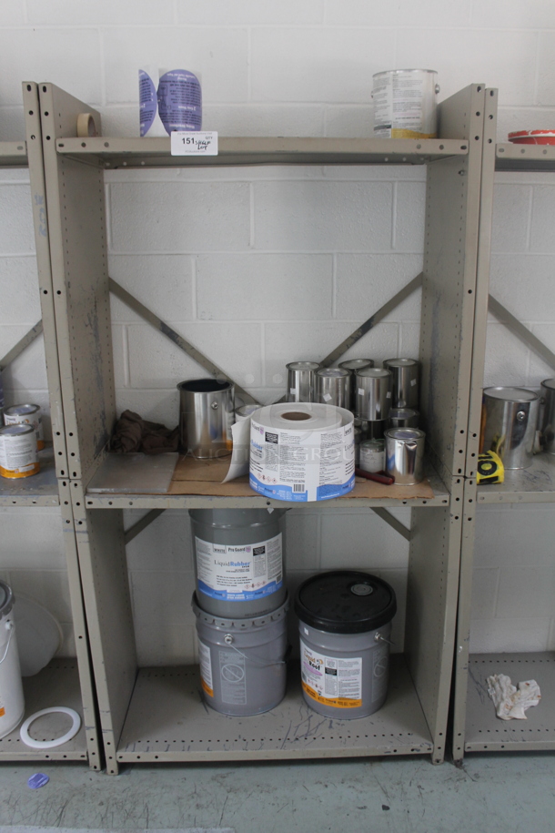 Gray Metal 3 Tier Shelving Unit w/ Contents Including Metal Tins. BUYER MUST REMOVE. - Image 1 of 4