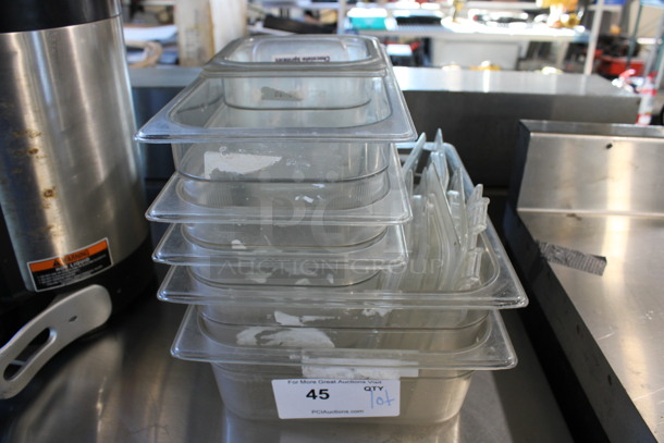 ALL ONE MONEY! Lot of Various Clear Poly Drop In Bins and 1/6 Size Lids. Includes 1/6x6, 1/3x6