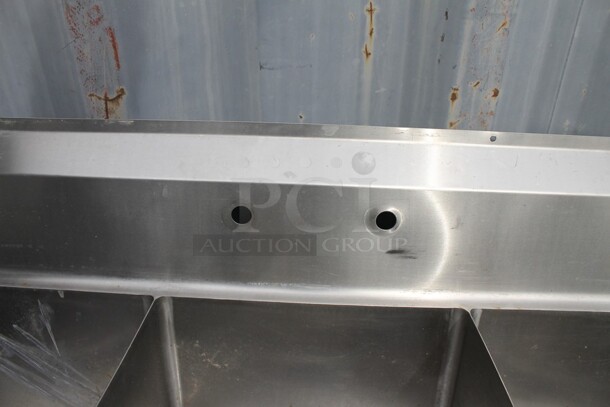 John Boos Stainless Steel Commercial 3 Bay Sink w/ Dual Drain Boards. Bays 18x23.5x13 - Image 8 of 9