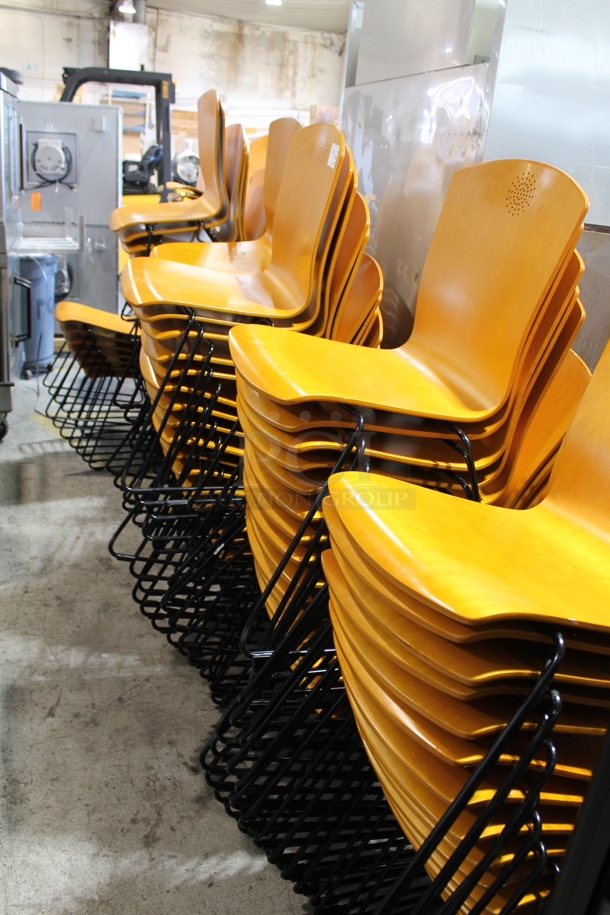 168 Wood Pattern Dining Chairs on Metal Black Finish Legs. 168 Times Your Bid! - Image 2 of 3