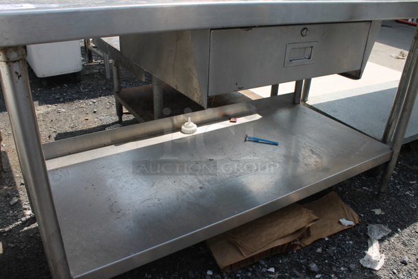 Stainless Steel Commercial Table w/ Back Splash, Drawer, Commercial Can Opener and Metal Under Shelf. - Image 3 of 5