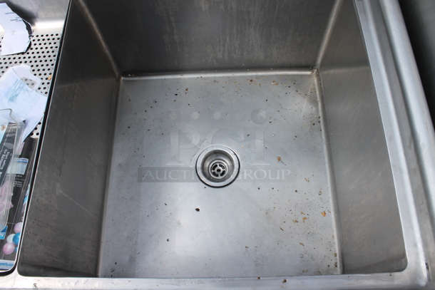 Stainless Steel Commercial 3 Bay Sink w/ Left Side Drain Board. No Legs. Bays 23x23. Drain Board 22x26.  - Image 3 of 11