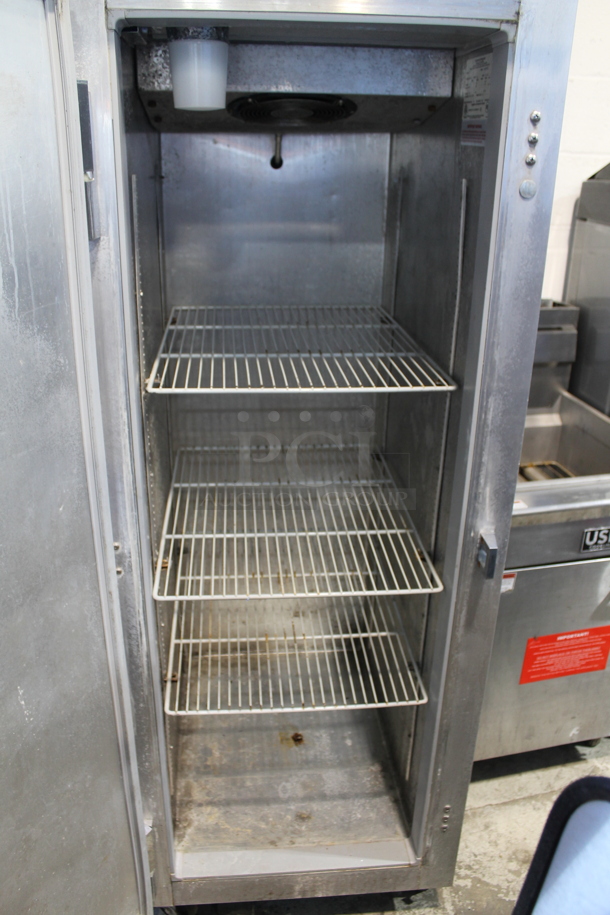 Continental 1F Stainless Steel Commercial Single Door Reach In Freezer w/ Poly Coated Racks on Commercial Casters. 115 Volts, 1 Phase. Tested and Powers On But Does Not Get Cold - Image 2 of 7