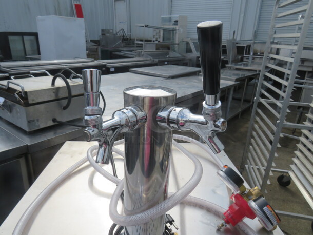 One Avantco 1 Door Kegorator With 1 Tower, 2 Taps, On Casters. Model# 178UDD1HC. 115 Volt. 23.5X30X55 - Image 2 of 4