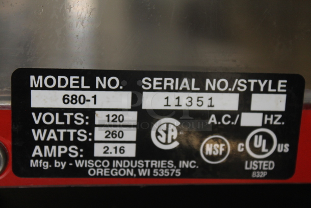 Wisco 680-1 Stainless Steel Commercial Countertop Heated Display Case Merchandiser. 120 Volts, 1 Phase. Tested and Working! - Image 8 of 9
