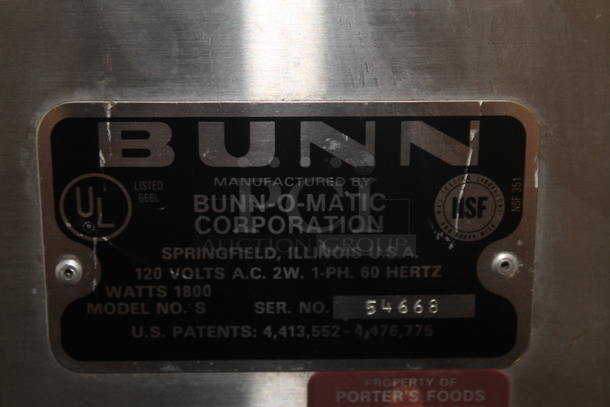 Bunn S Stainless Steel Commercial Countertop 3 Burner Coffee Machine. 120 Volts, 1 Phase.  - Image 8 of 9