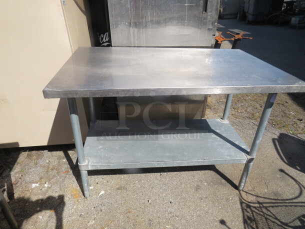 One Stainless Steel Table With Under Shelf. 48X30X35