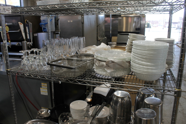 ALL ONE MONEY! Metro Lot of Various Items Including Stainless Steel Ice Buckets, Dishes and Glasses. Metro Shelf Not Included. - Image 5 of 9