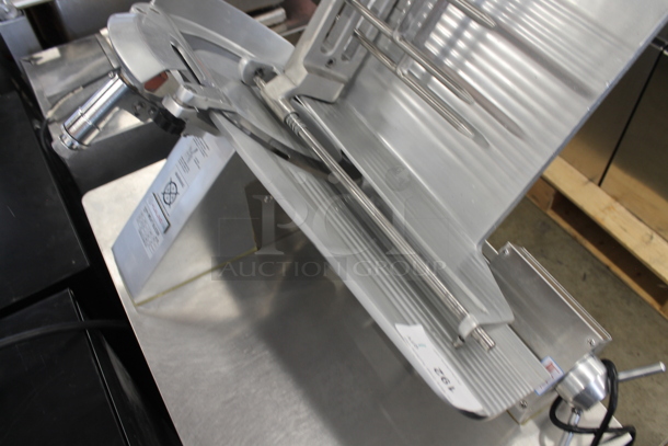 2021 Hualing HB-350 Stainless Steel Commercial Floor Style Heavy Duty Slicer. 110 Volts, 1 Phase. Tested and Powers On But Parts Do Not Move - Image 6 of 7