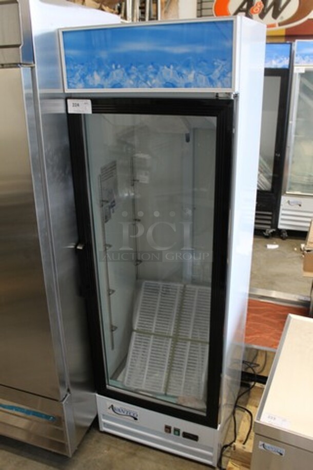 BRAND NEW SCRATCH AND DENT! 2023 Avantco 178GDC15HCW Metal Commercial Single Door Reach In Cooler Merchandiser w/ Poly Coated Racks. 115 Volts, 1 Phase. Tested and Working! - Image 2 of 6