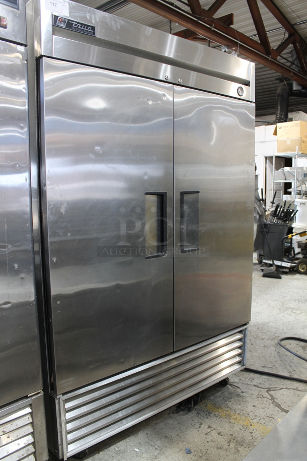 True T-49 Stainless Steel Commercial 2 Door Reach In Cooler on Commercial Casters. 115 Volts, 1 Phase. Tested and Working! - Image 1 of 6