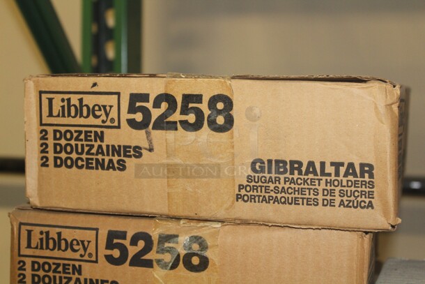 NEW IN BOX! 6 Boxes (24 Count Each) Libbey Gibraltar Glass Sugar Packet Holders. 144X Your Bid!  - Image 2 of 2
