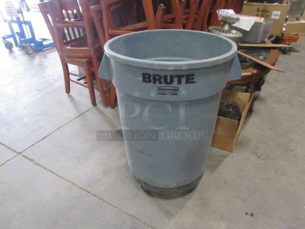 One Rubbermaid Brute Trash Can On Dolly.