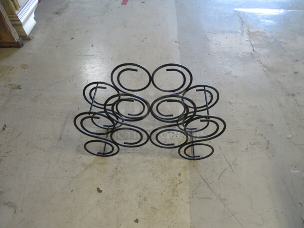 One Black Metal Wine Bottle Holder. Holds 8 Bottles. 21X6X16 - Image 2 of 2