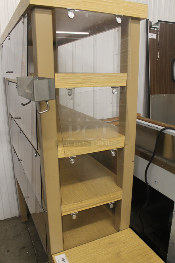 Wood Pattern 5 Tier Shelving Unit w/ Poly Doors. - Image 3 of 4