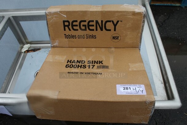 BRAND NEW SCRATCH AND DENT! Regency 600HS17 17" x 15" Wall Mounted Hand Sink with Gooseneck Faucet - Image 2 of 3