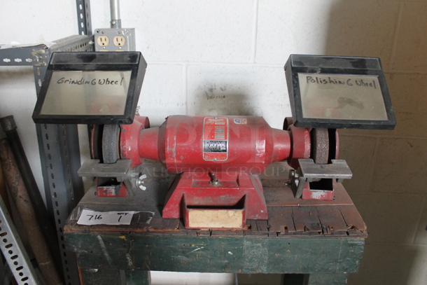 Milwaukee Bench Grinder on Wooden Stand. 115 Volts, 1 Phase. - Image 4 of 7