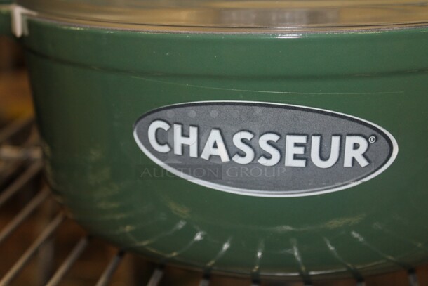 NEW! 4 Pieces Chasseur Green Enameled Cast Iron Cookware. Includes Skillet, Saucepan, Grill And French Oven.4X Your Bid!  - Image 6 of 6