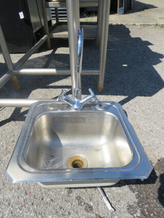 One Stainless Steel Drop In Hand Sink With Faucet. 15X15