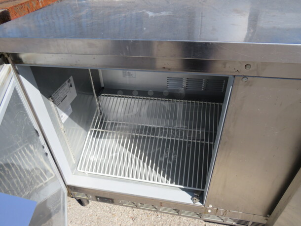 One Beverage Air 2 Door Worktop Cooler With 2 Racks On Casters. #WTR60AHC-F15. 115 Volt. 60X29X39.5 - Image 2 of 2