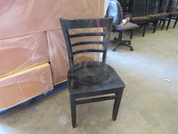 Wooden Chair Painted Black. 4XBID