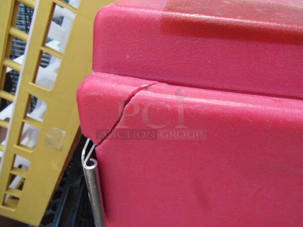 One Red Cambro Food Transport. Cracked. See Pics. - Image 2 of 3