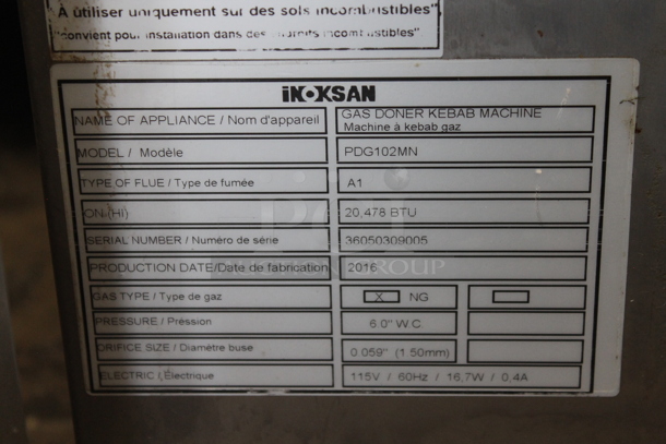 Inoksan PDG102MN Stainless Steel Commercial Countertop Natural Gas Powered Vertical Charbroiler. 20,478 BTU. - Image 5 of 5