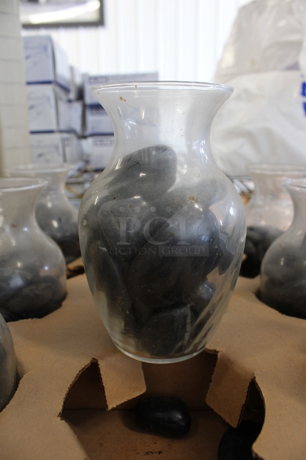 8 Glass Vases w/ Decorative Rocks. 3.5x3.5x5.5. 8 Times Your Bid! - Image 2 of 4