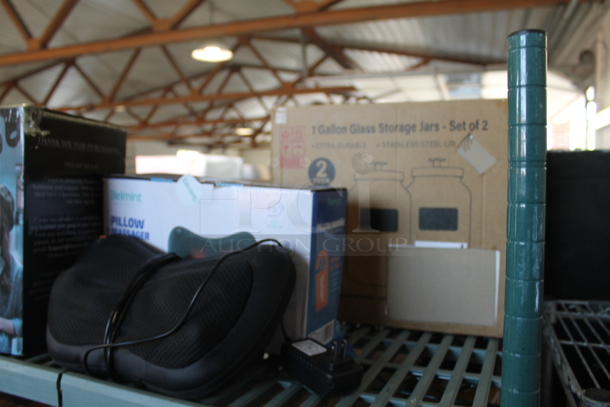 ALL ONE MONEY! Tier Lot of Various BRAND NEW SCRATCH AND DENT! Items Including Glass Storage Jars, Glass Sets and Pillow Massager - Image 5 of 5