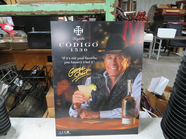 One  George Strait Codigo Tequila 1530 Tin Sign. 18X4 - Image 1 of 1