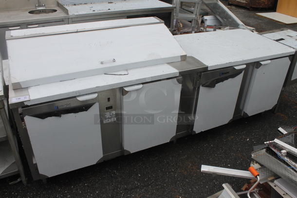 BRAND NEW SCRATCH AND DENT! CustomCool BM108R Stainless Steel Commercial Sandwich Salad Prep Table Bain Marie. Does Not Come w/ Remote Compressor.  - Image 1 of 9