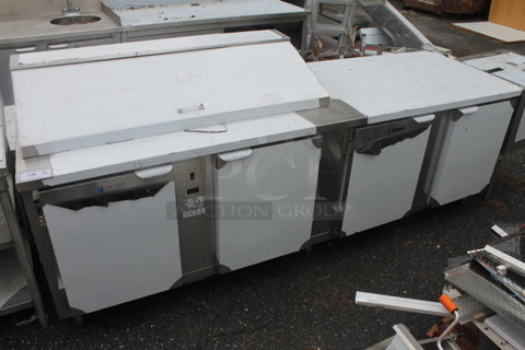 BRAND NEW SCRATCH AND DENT! CustomCool BM108R Stainless Steel Commercial Sandwich Salad Prep Table Bain Marie. Does Not Come w/ Remote Compressor. 