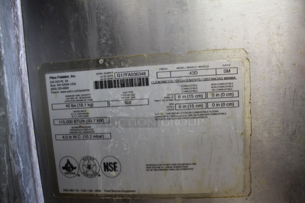 2017 Pitco Frialator 40D Stainless Steel Commercial Floor Style Natural Gas Powered Deep Fat Fryer. 115,000 BTU. - Image 5 of 6