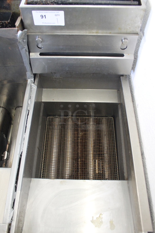 Pitco Frialator Stainless Steel Commercial Floor Style Natural Gas Powered Deep Fat Fryer.  - Image 2 of 7