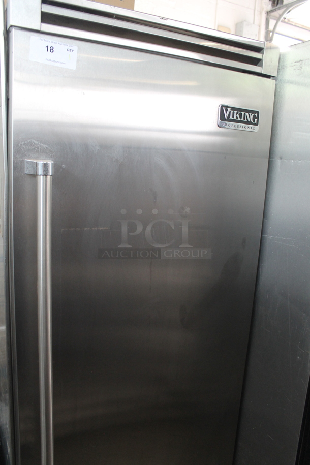 Viking Professional Stainless Steel Commercial Single Door Reach In Cooler. 115 Volts, 1 Phase. Tested and Powers On But Does Not Get Cold - Image 3 of 8