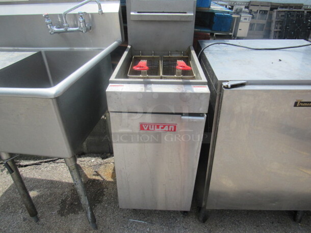 One Vulcan Natural Gas Deep Fryer With 2 Baskets. Model# LG-400-1. 15.5X30X48. $2040.00 NICE!