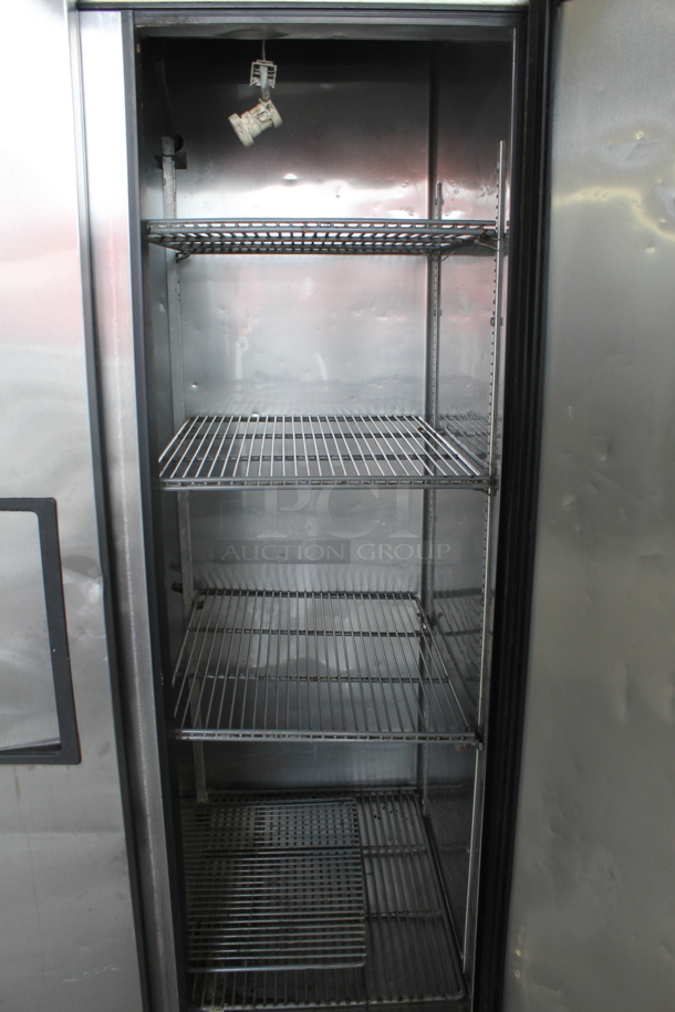 2015 True T-35 Stainless Steel Commercial 2 Door Reach In Cooler w/ Poly Coated Racks on Commercial Casters. Tested and Powers On But Does Not Get Cold
 - Image 6 of 7