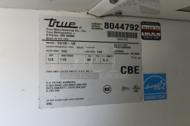 2014 True TG1R-1S ENERGY STAR Stainless Steel Commercial Single Door Reach In Cooler w/ Poly Coated Racks. 115 Volts, 1 Phase. Tested and Working! - Image 6 of 6