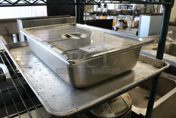 ALL ONE MONEY! Lot of Stainless Steel Full Size Drop In Bin w/ Lid and Metal Full Size Baking Pan! 1/1x4, 18x26x1 - Image 2 of 3