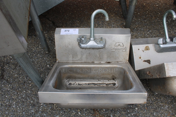 Advance Stainless Steel Commercial Single Bay Wall Mount Sink w/ Faucet and Handles. 17x15x19