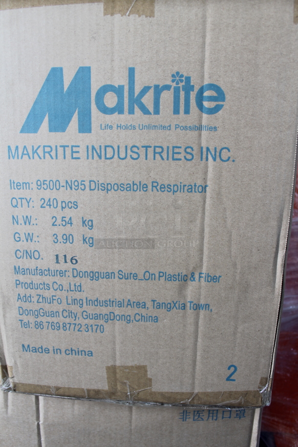 PALLET LOT of 25 BRAND NEW! Boxes of 240 Makrite 9500-N95S Disposable Respirator. 25 Times Your Bid! - Image 2 of 4