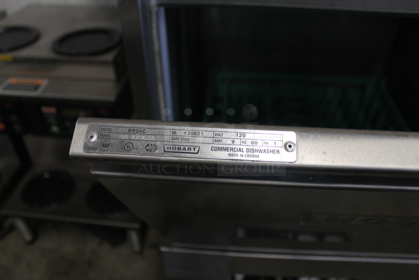 Hobart SR24C Stainless Steel Commercial Undercounter Dishwasher. 120 volts, 1 Phase.  - Image 7 of 7